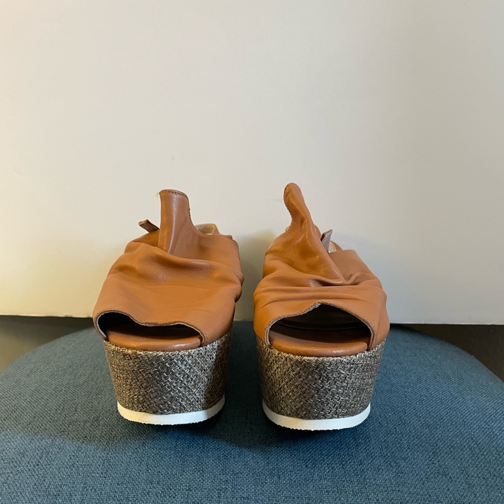 Marco Ricci Wrinkle Vamp Platform Slingback Wedge size 39 - Picture 3 of 12